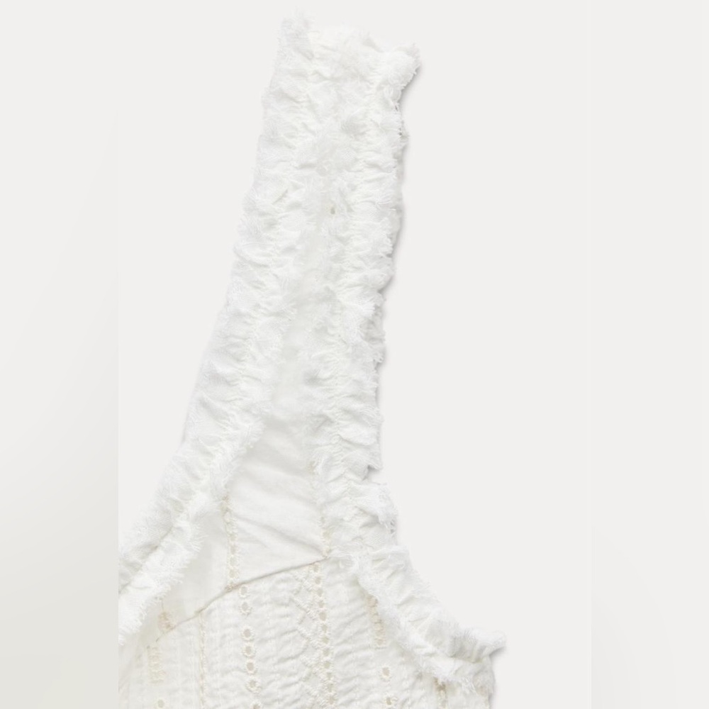NWOT. Zara  Oyster White V-Neck Top with Straps. Size XXL. - Picture 7 of 9
